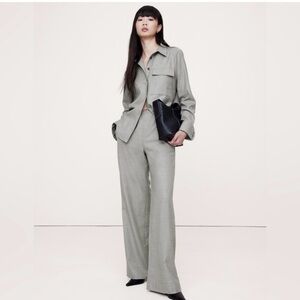 Banana Republic Pull-On Wide-Leg Wool Flannel Pant NWT